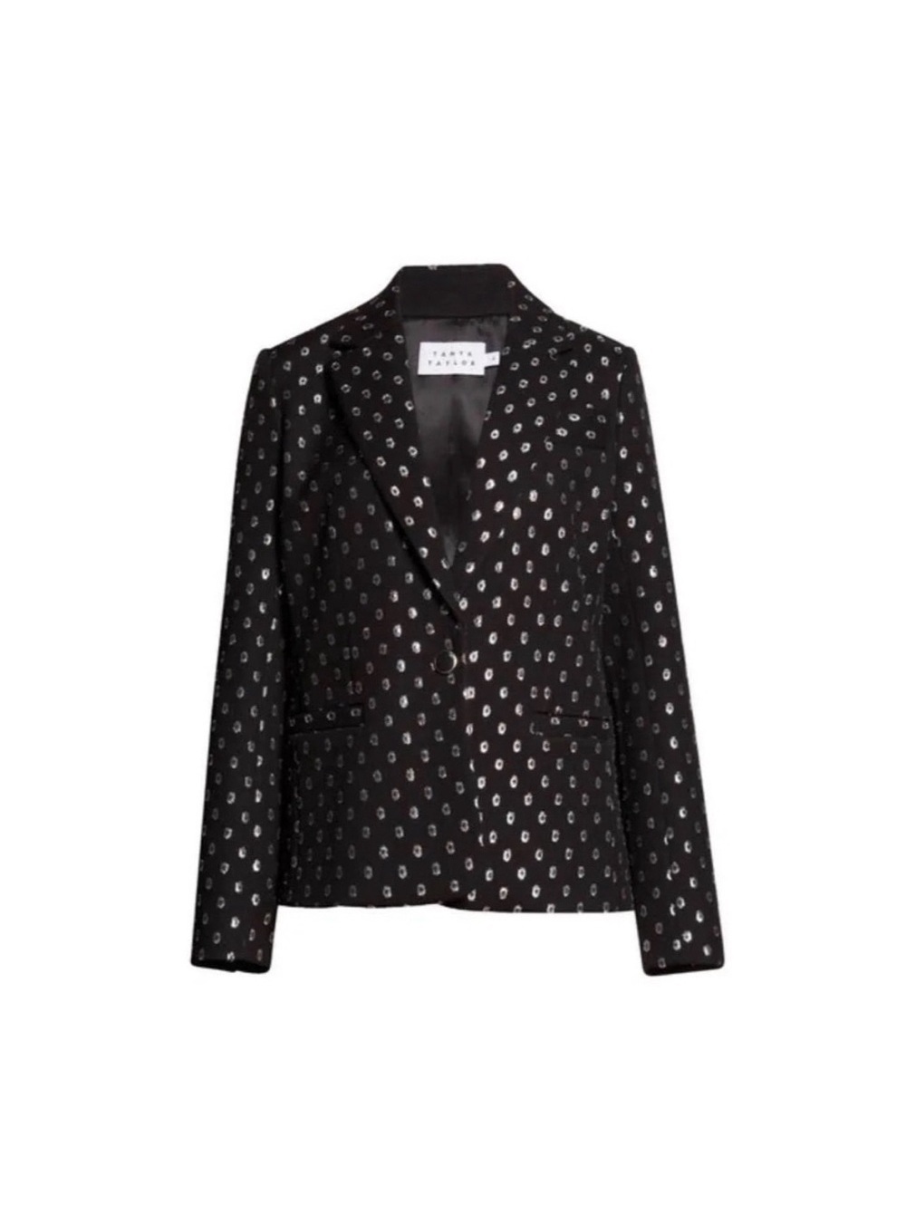 Tanya Taylor Andie Silk Blend Jacket/Blazer, Black/Silver Size 6 New w/Tag $595